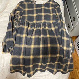 Flannel mini dress long sleeve size small